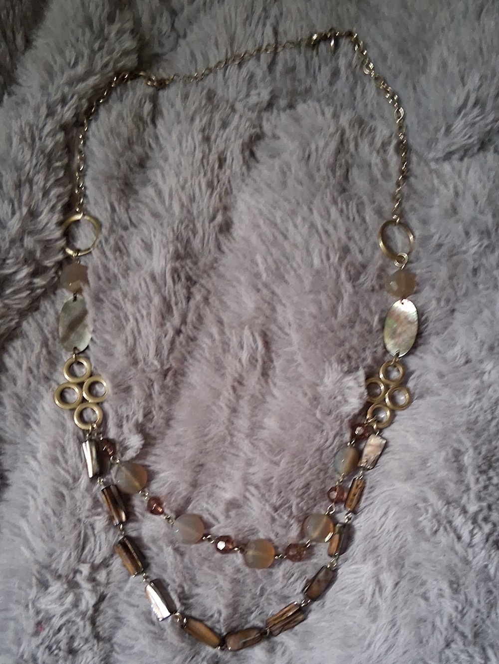 Women’s Multi-Strand Silver and Abalone shell Fashion Necklace